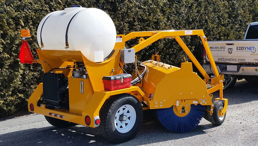 Eddynet Tow Behind Hydraulic Sweeper Attachment for Pickup Trucks.